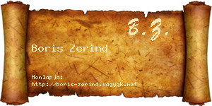 Boris Zerind névjegykártya